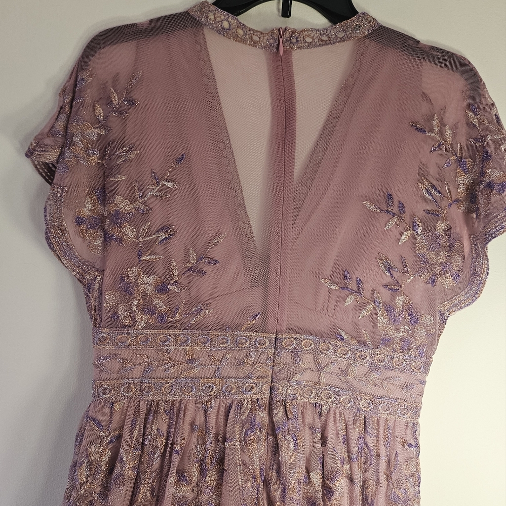 Dusty Rose Embroidered V-Neck Maxi Dress - Picture 7 of 12